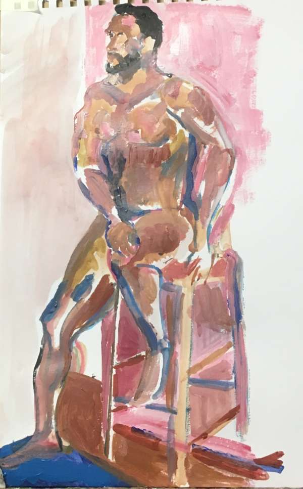 nude man on stool by Victoria Talbot Rice