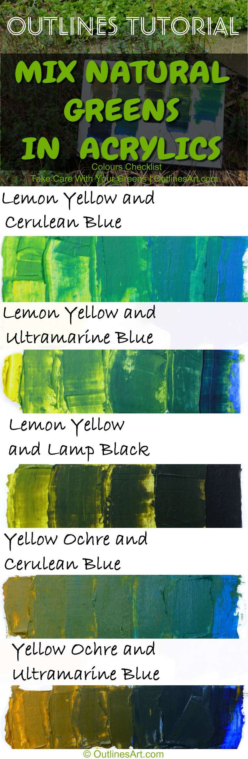 Checklist for Green colour mixing