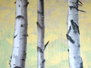 Upcycling kids paint and stick trees