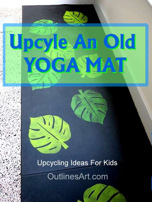 Upcycling Yoga mat Idea For Kids leafy printing