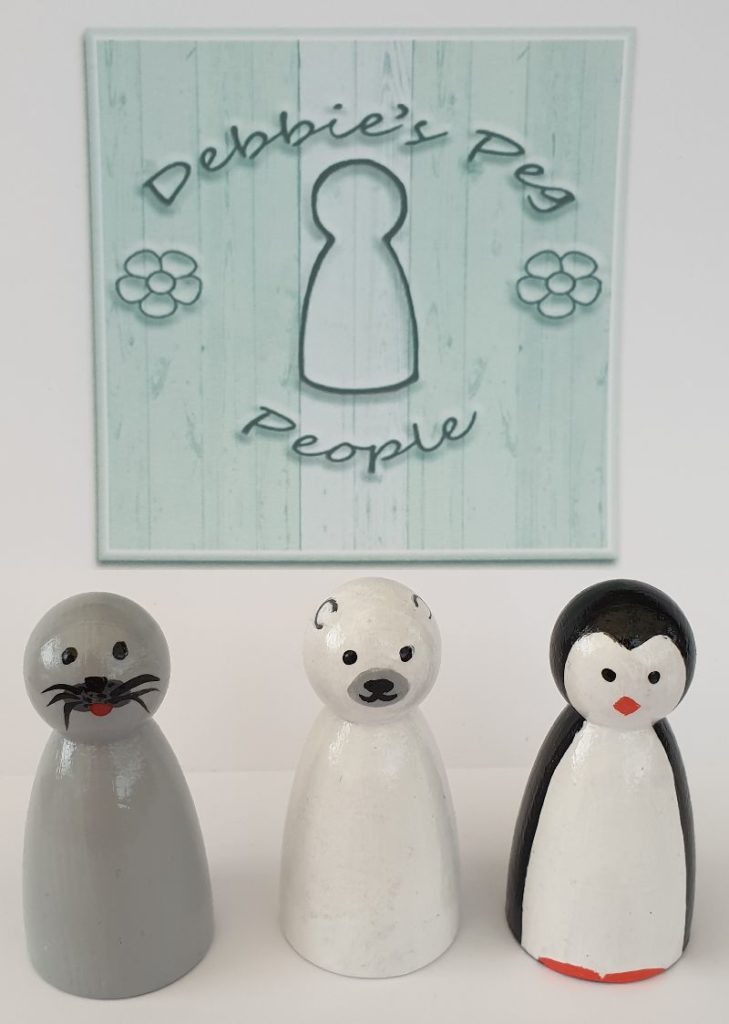 Seal Polar-Bear and Penguin Peg Dolls by Debbie's Peg People