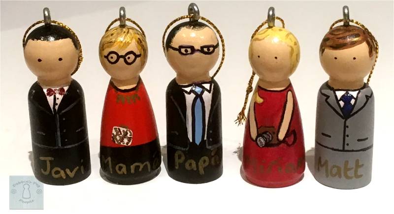 Family tree decorations peg dolls by Debbie's Peg People