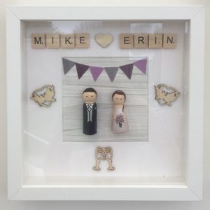 Wedding Framed peg doll by Debbie's Peg People