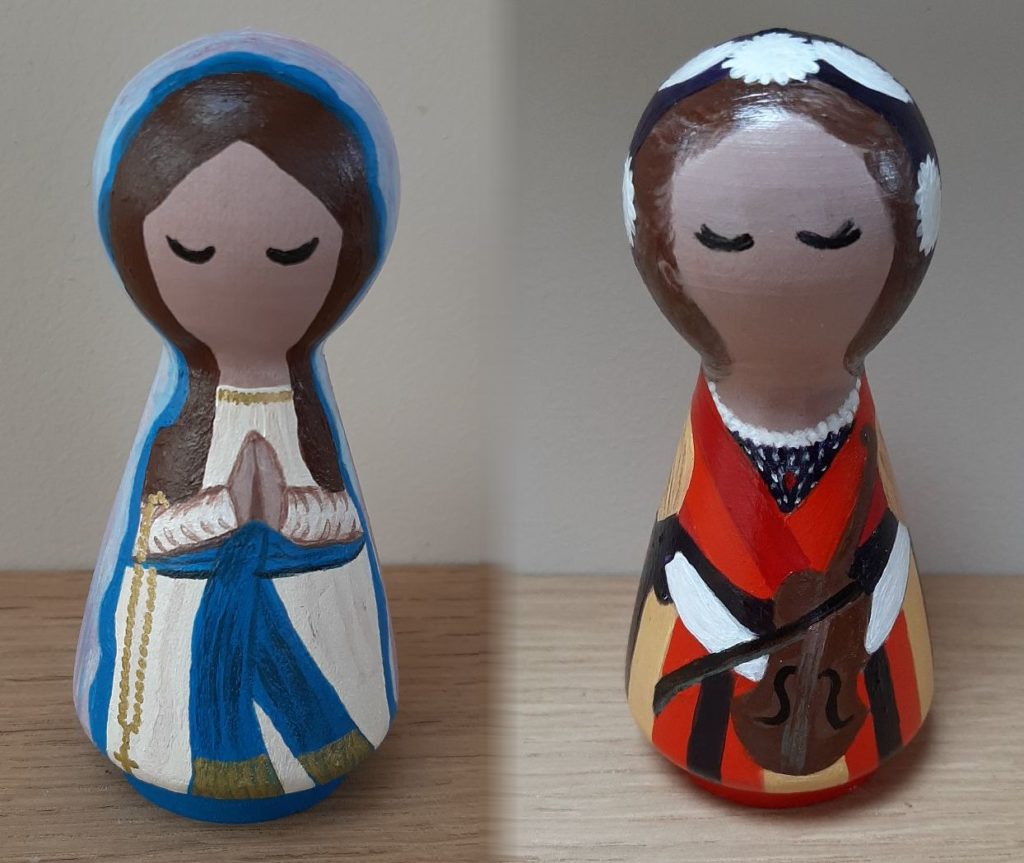 Our Lady and St. Cecilia Peg Dolls by DollyPegs