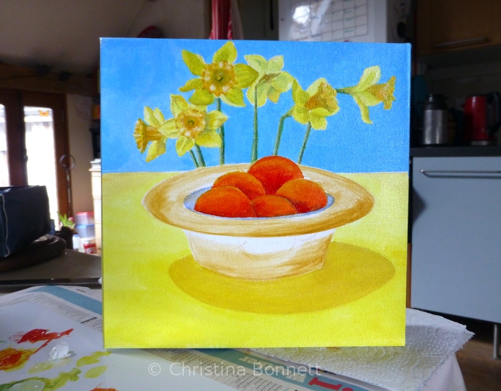 Painting red tomatoes with daffs 